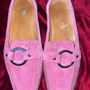 COACH Randi Leather Suede’ Mules Women's Sz 7B Loafers Slip-on Shoes Italy